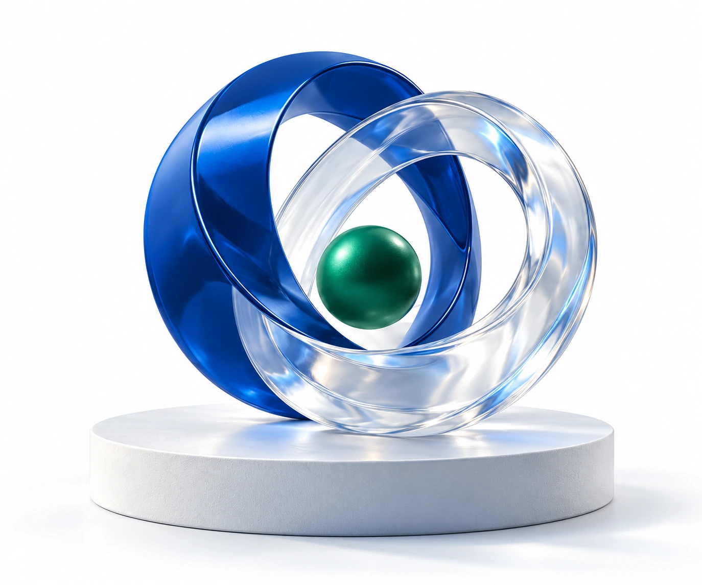 Cobalt and glass orbital sculpture